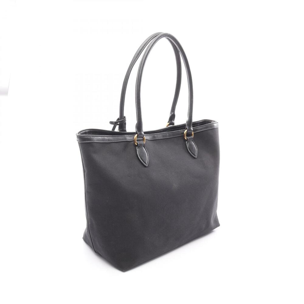 Prada Canvas LOGO Bag Black JACQUARD Leather Tote - Picture 2 of 9